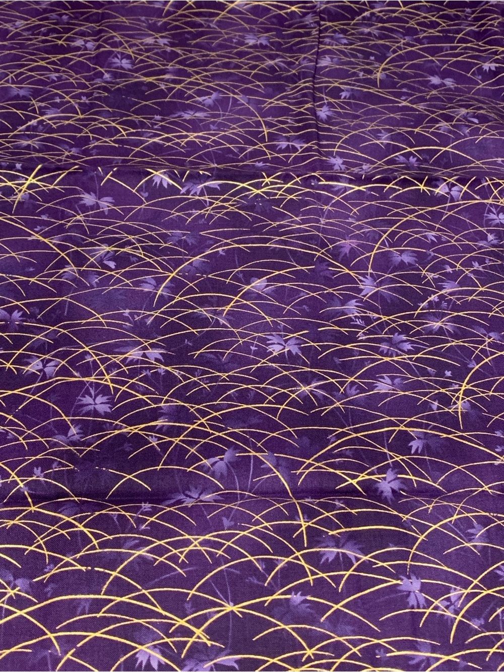 Quilt Gate Japanese Quilting Cotton Fabric Purple Gold Grass Reeds 7/8 Yard